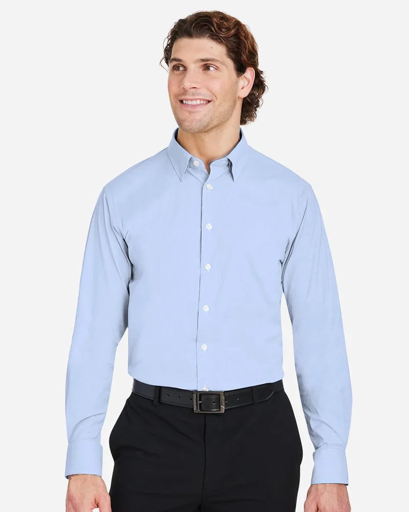 Devon and Jones® Men's CrownLux Performance® Microstripe Long Sleeve Dress Shirt view 2