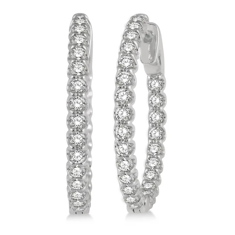 Jilco Inc Diamond Hoops - White Gold