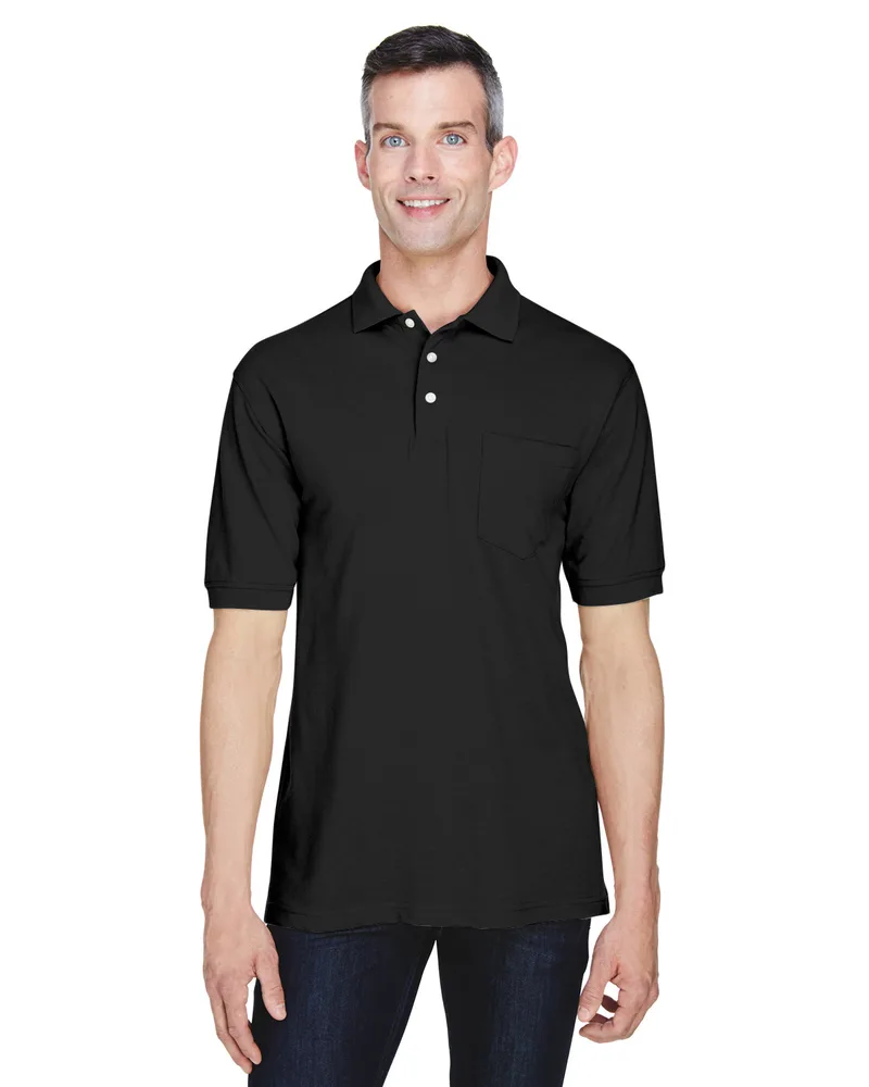 Harriton Men's Easy Blend™ Short Sleeve Polo w/Pocket