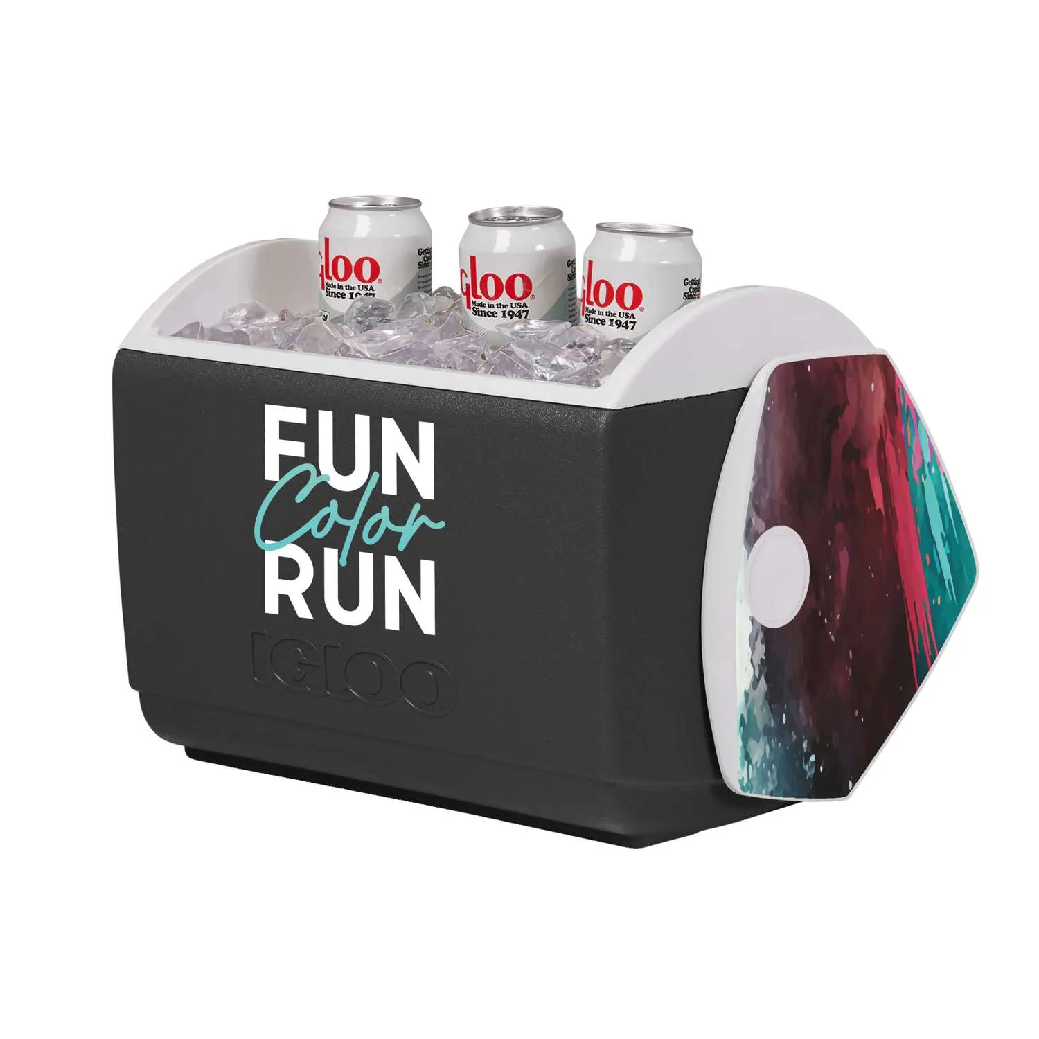 IGLOO Playmate Elite Cooler Imprinted Front & Decals on Lid view 3