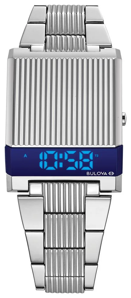 Bulova Watches Men's Computron Led Display Bracelet Watch, Silver Tone