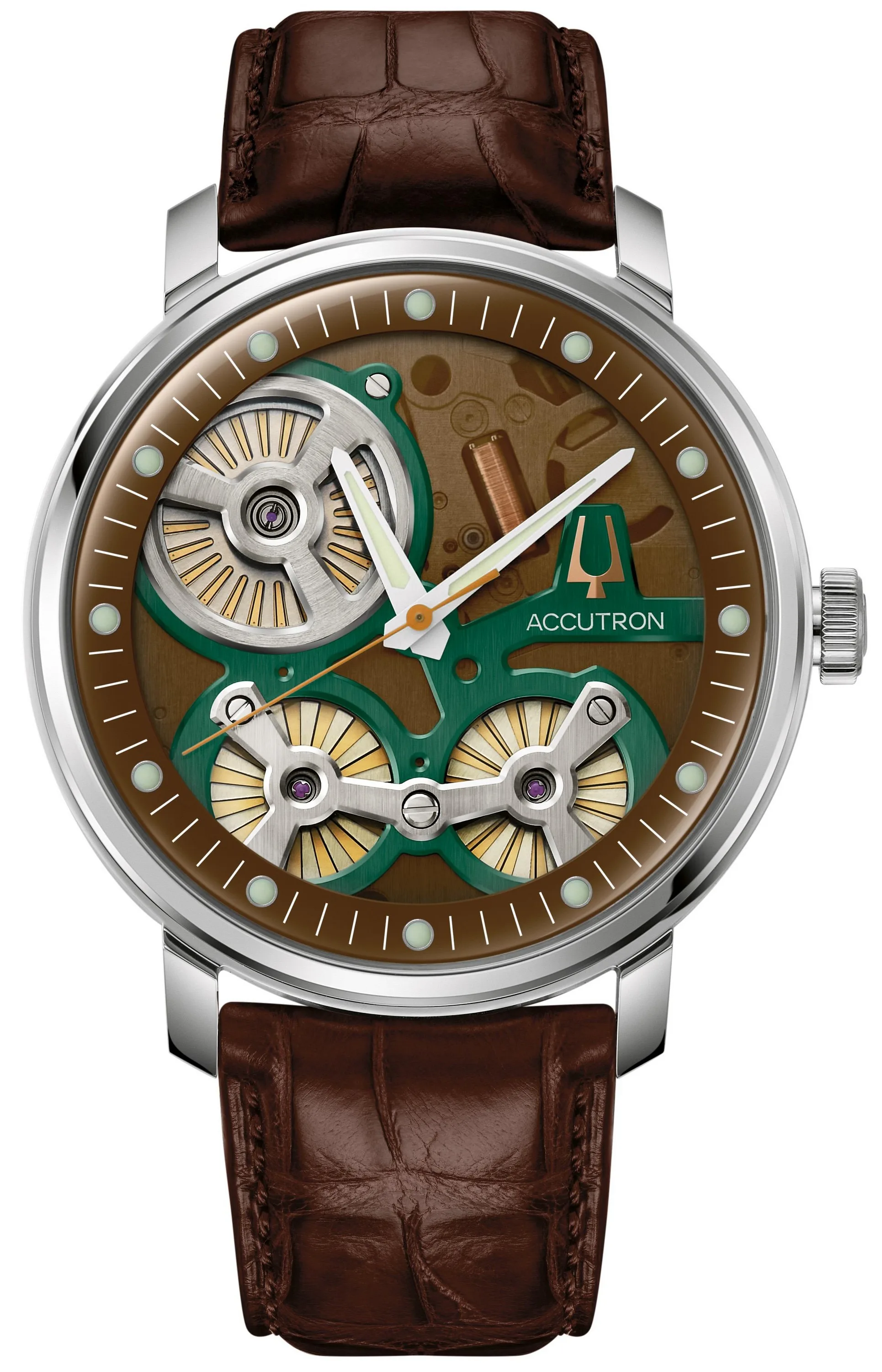 Accutron Spaceview Collection - Stainless Steel Case Brown Leather Strap Strap w/Brown Dial Watch