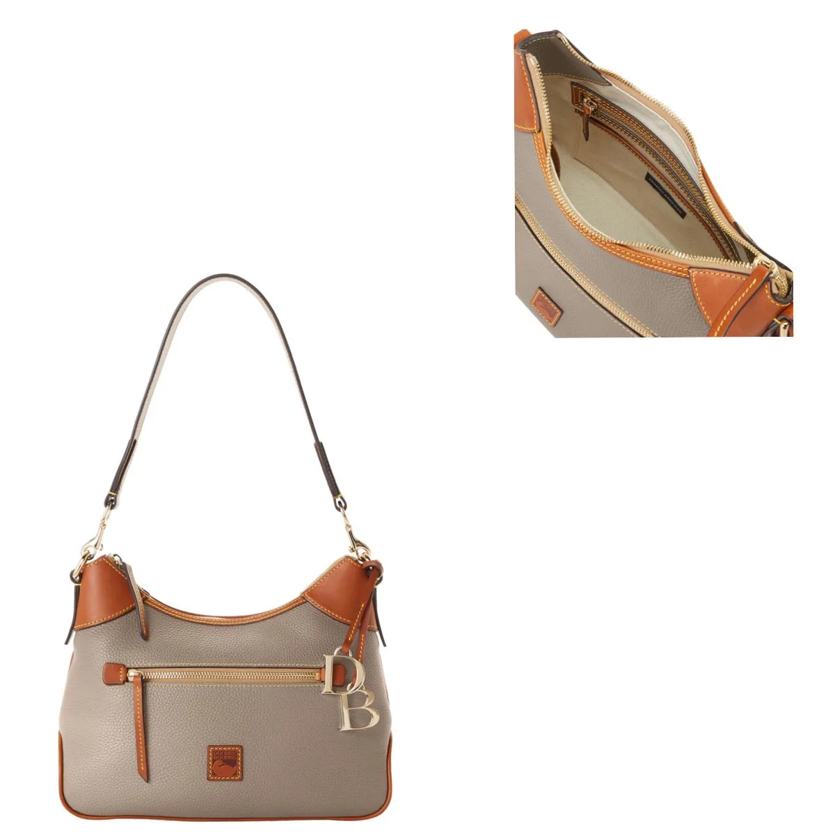 Dooney & Bourke Taupe Pebble Grain Hobo