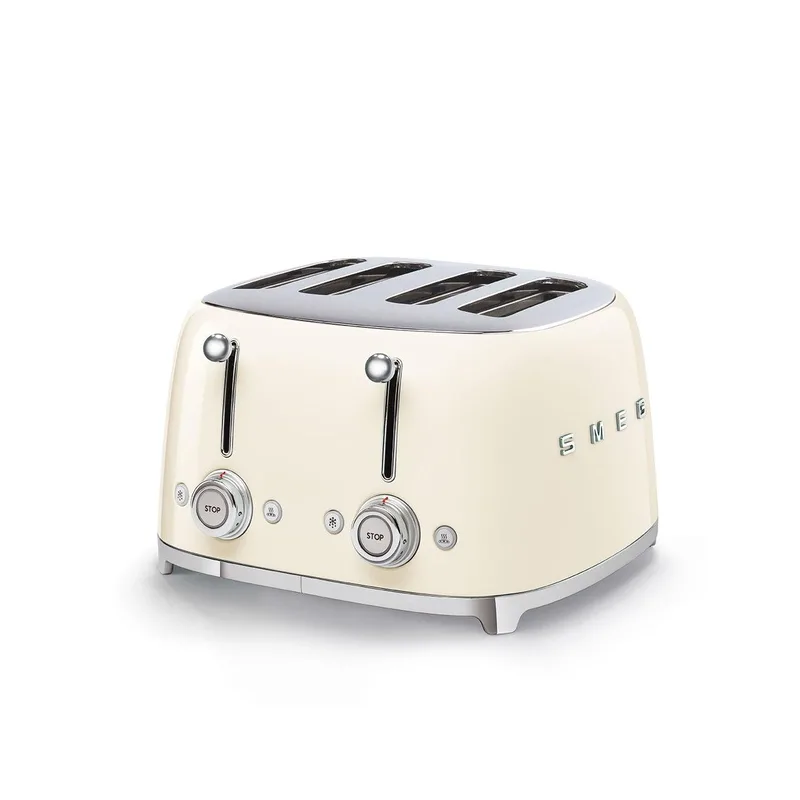 Smeg 50S Retro-Style 4 Slice Slot Toaster Cream