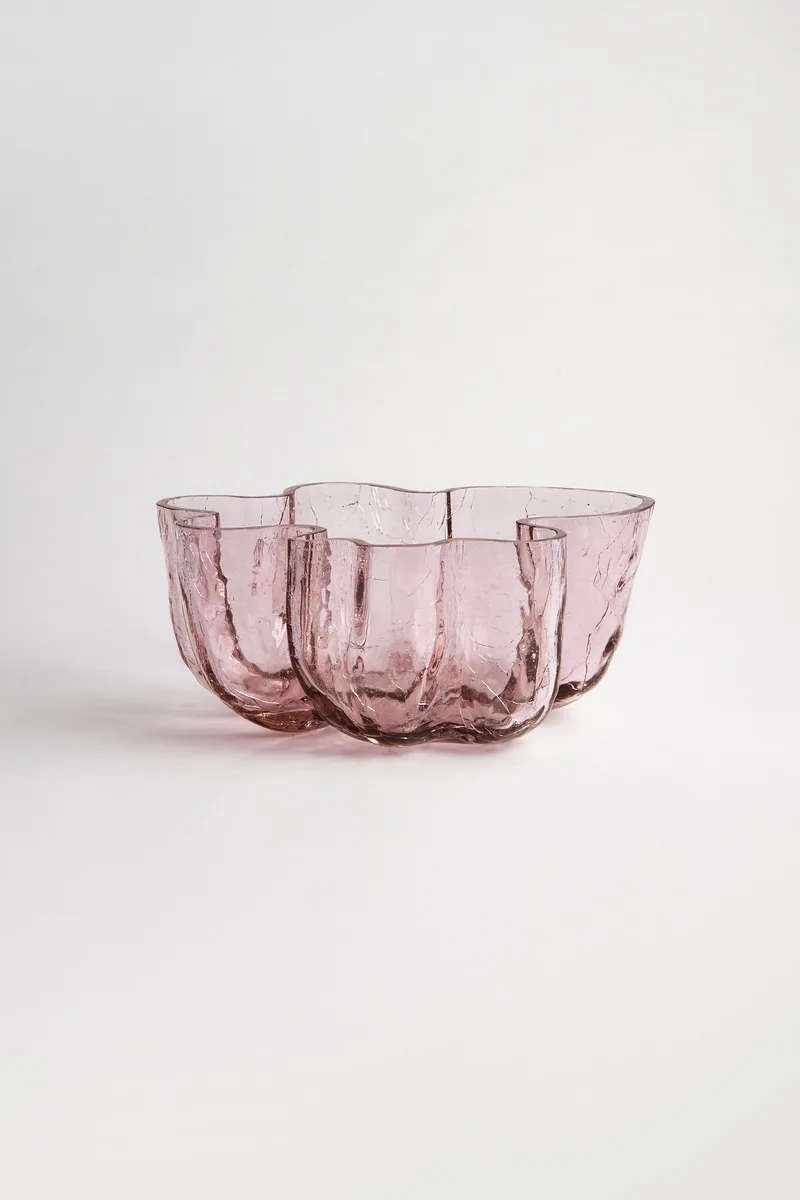 Kosta Boda Crackle Bowl Pink