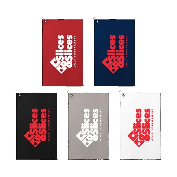 Waffle Weave Golf Towel with Black Corner Hook