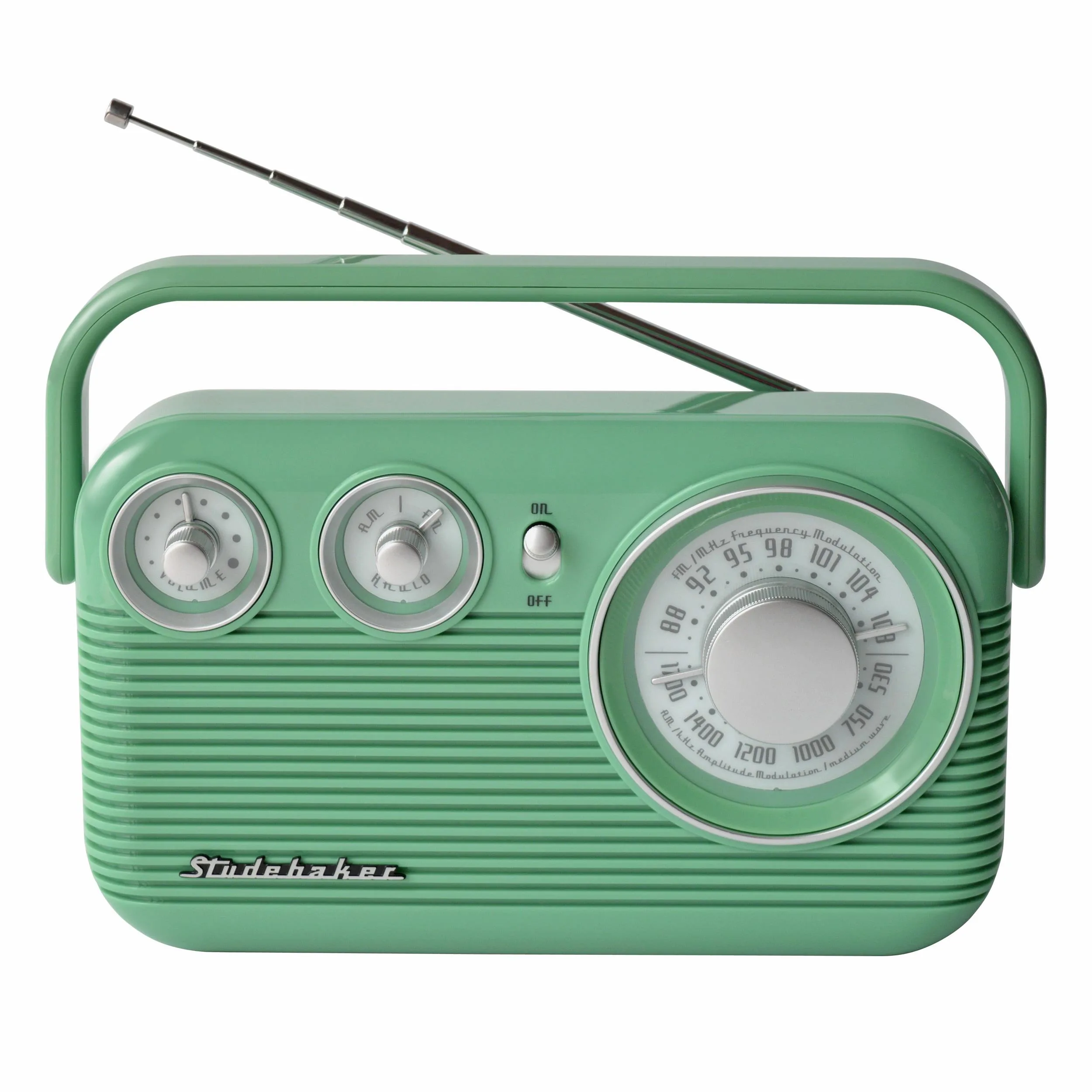 Studebaker Portable Teal Green AM/FM Analog Radio