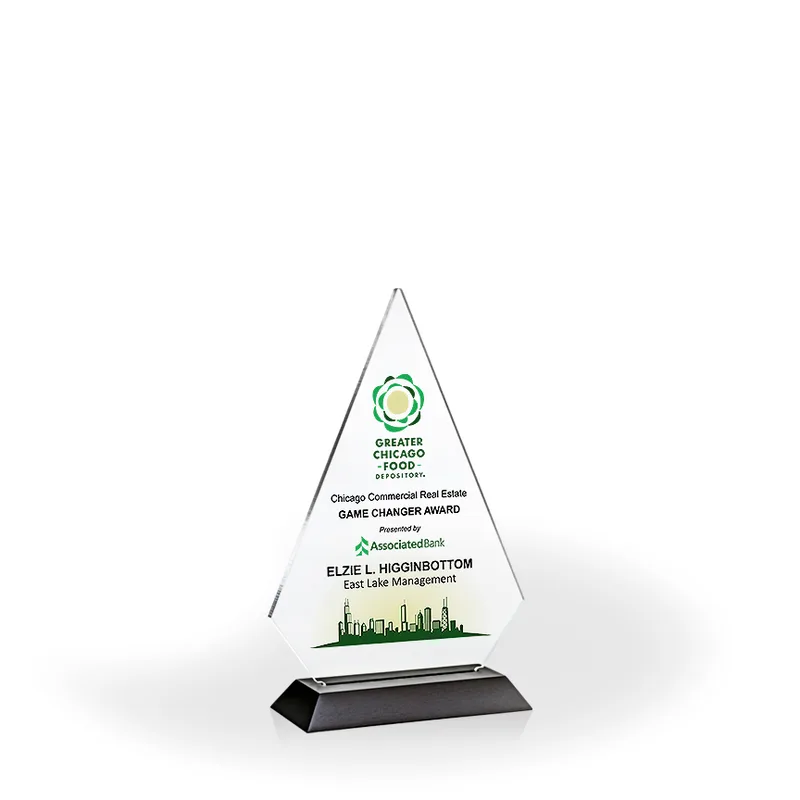 Brilliant Diamond Award with Black Wood Base, Medium - UV Print