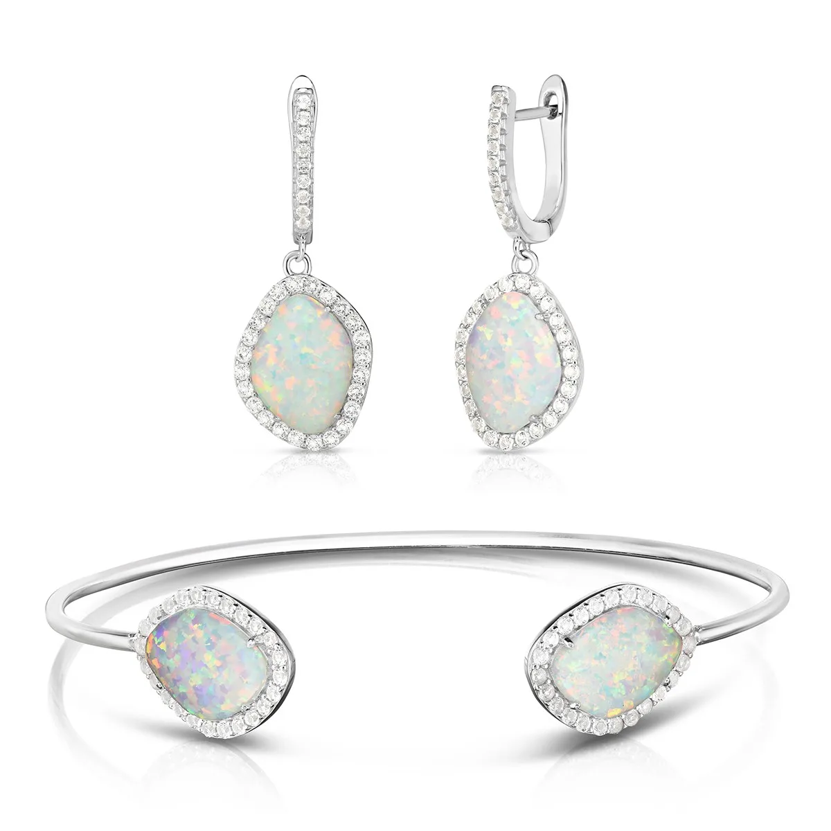 Jilco Inc Opal Bracelet & Earrings Set