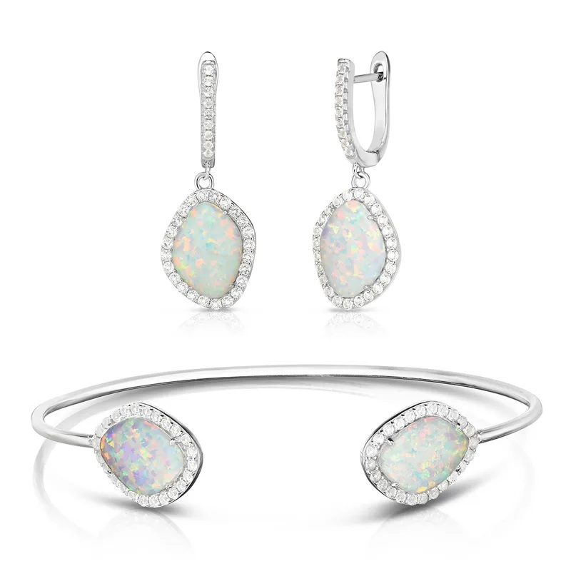 Jilco Inc Opal Bracelet & Earrings Set