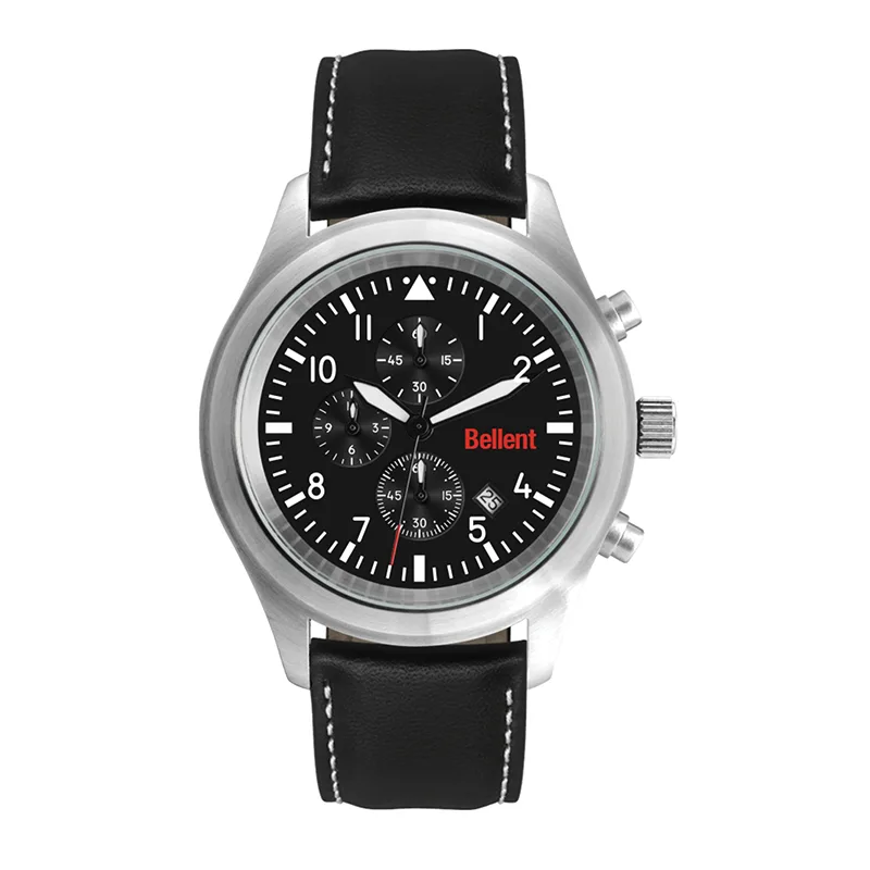 Wc3096 44mm Steel Matte Silver Case, Chronograph Mvmt, Black Dial, Dte Display, Leather Strap, Flat