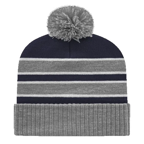 Double Stripe Knit Cap With Ribbed Cuff view 5