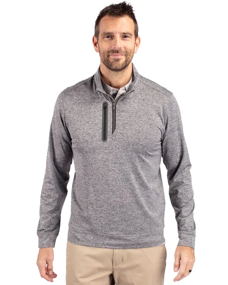 Cutter & Buck Stealth Heathered Quarter Zip Mens Pullover