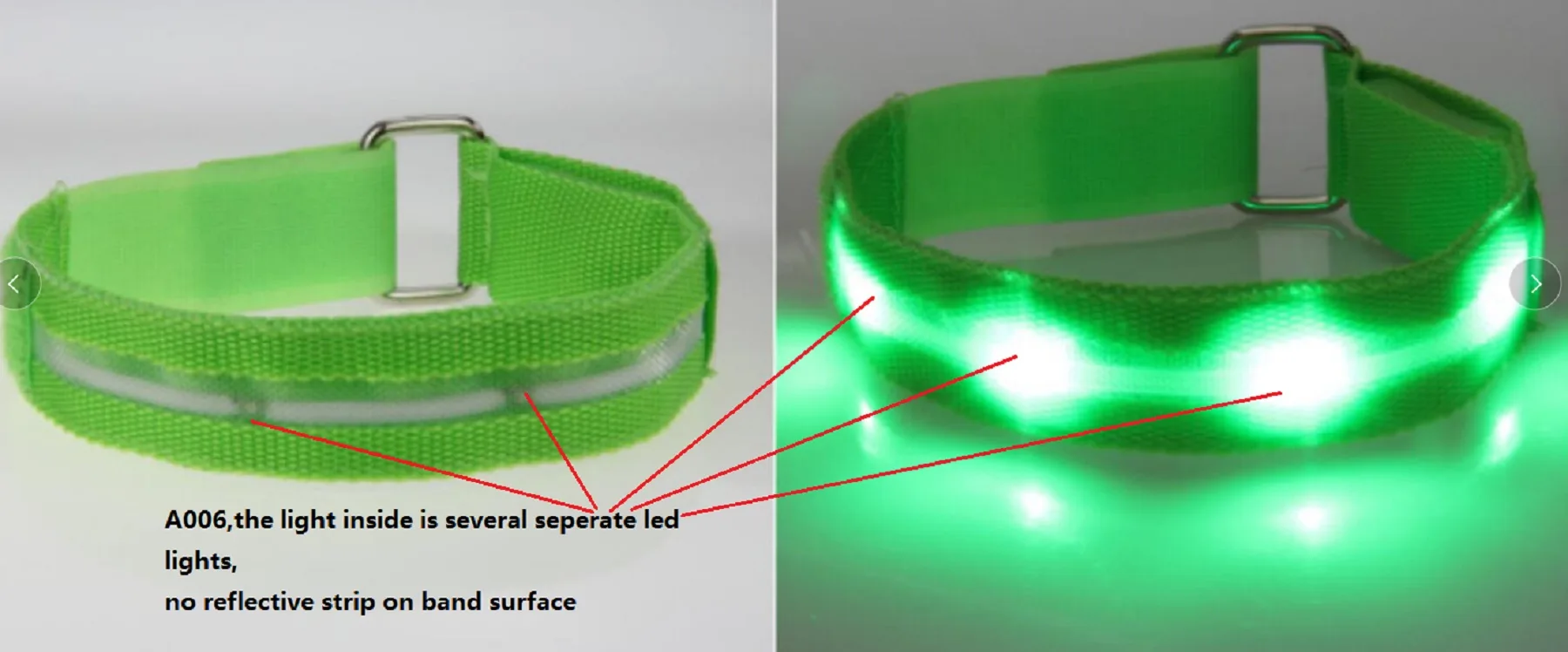 LED Polyester Armband w/4 Piece LED Light
