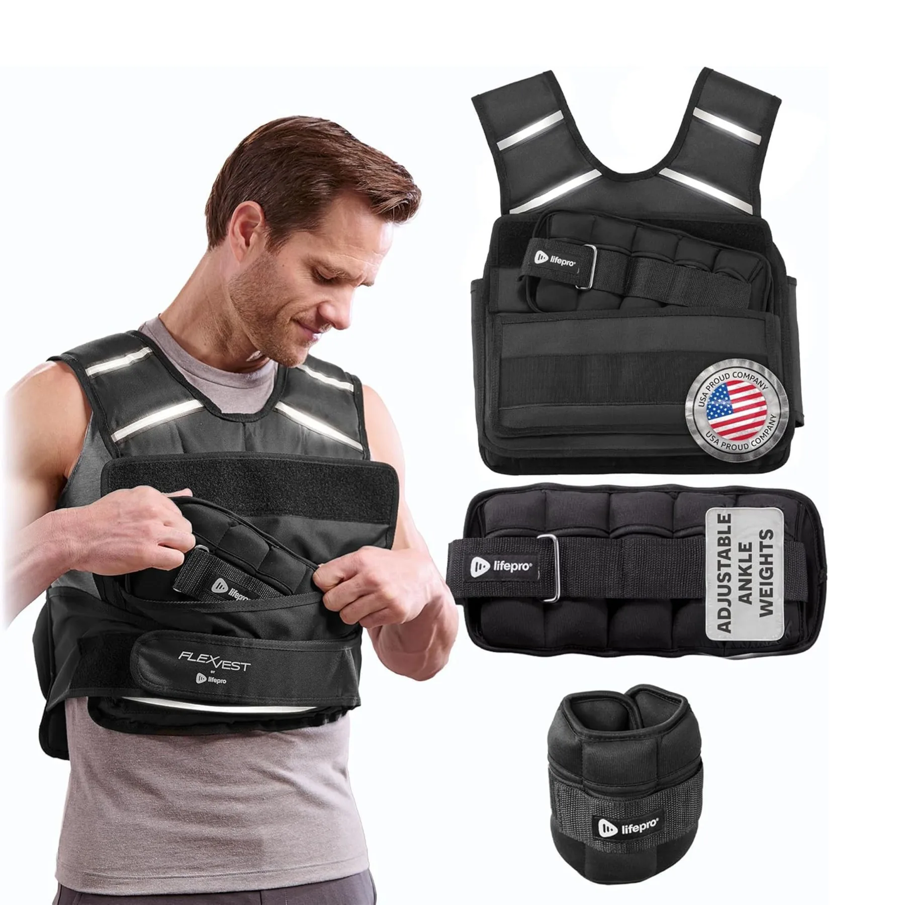 Lifepro Weighted FlexVest with Ankle Weights (Men 5-20 lb)