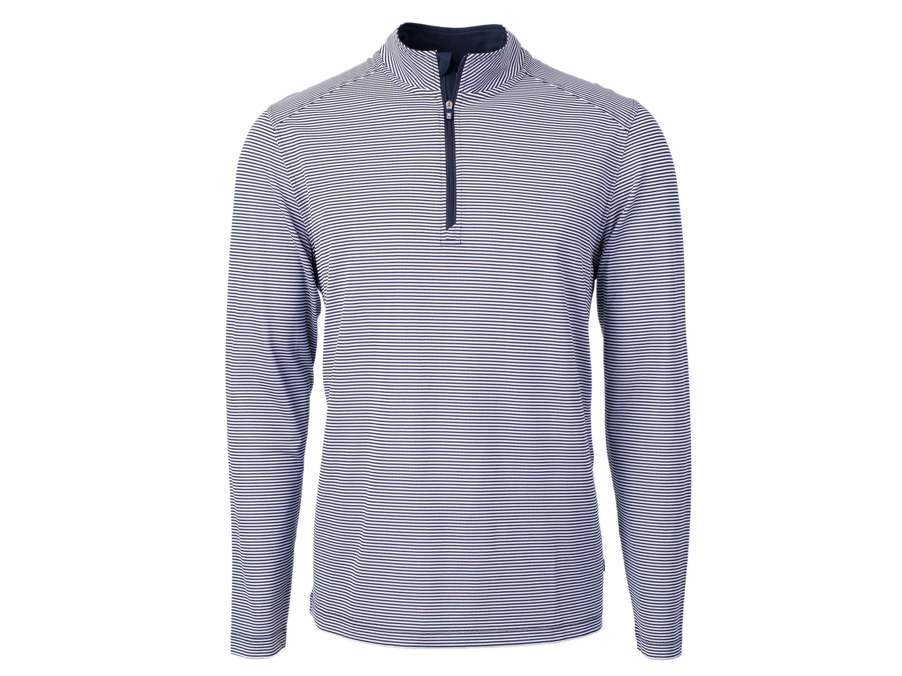 Cutter & Buck Virtue Eco Pique Micro Stripe Recycled Mens Big & Tall Quarter Zip view 4