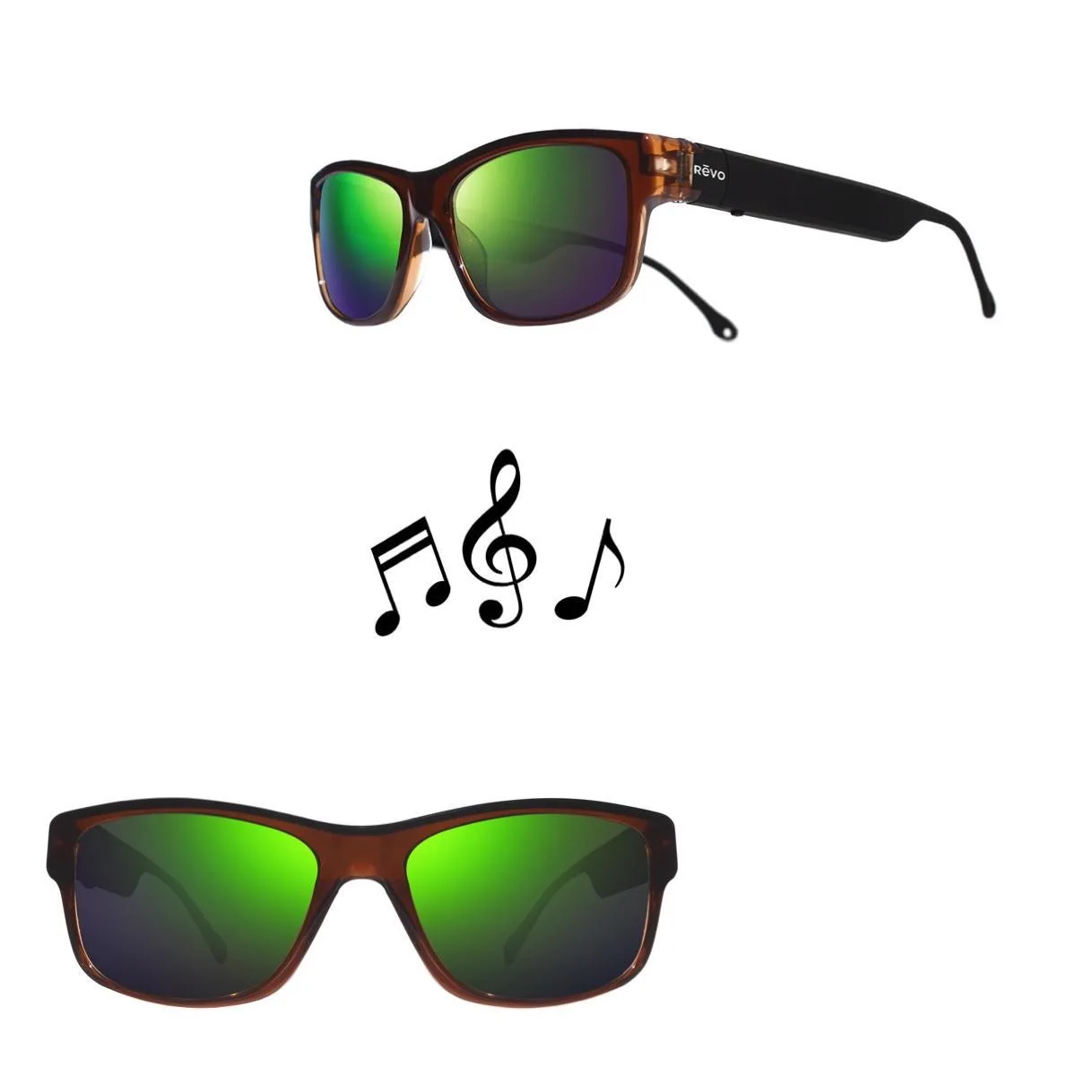 Revo Sunglasses Sonic 2 Sporty Frame Sunglasses w/Audio Capabilities - Crystal Brown