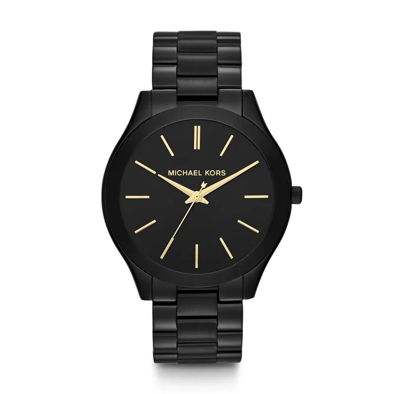 Michael Kors Ladies Slim Runway Black Ss Watch Black Watch