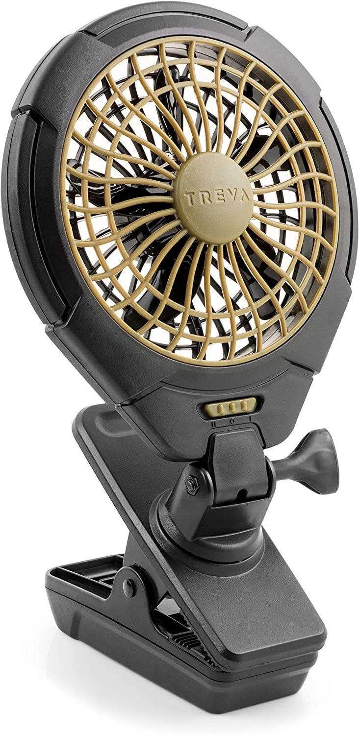 Treva 5" Battery Powered Clip Slim And Portable Cooling Fan w/Clamp For Travel OutdoorCamping