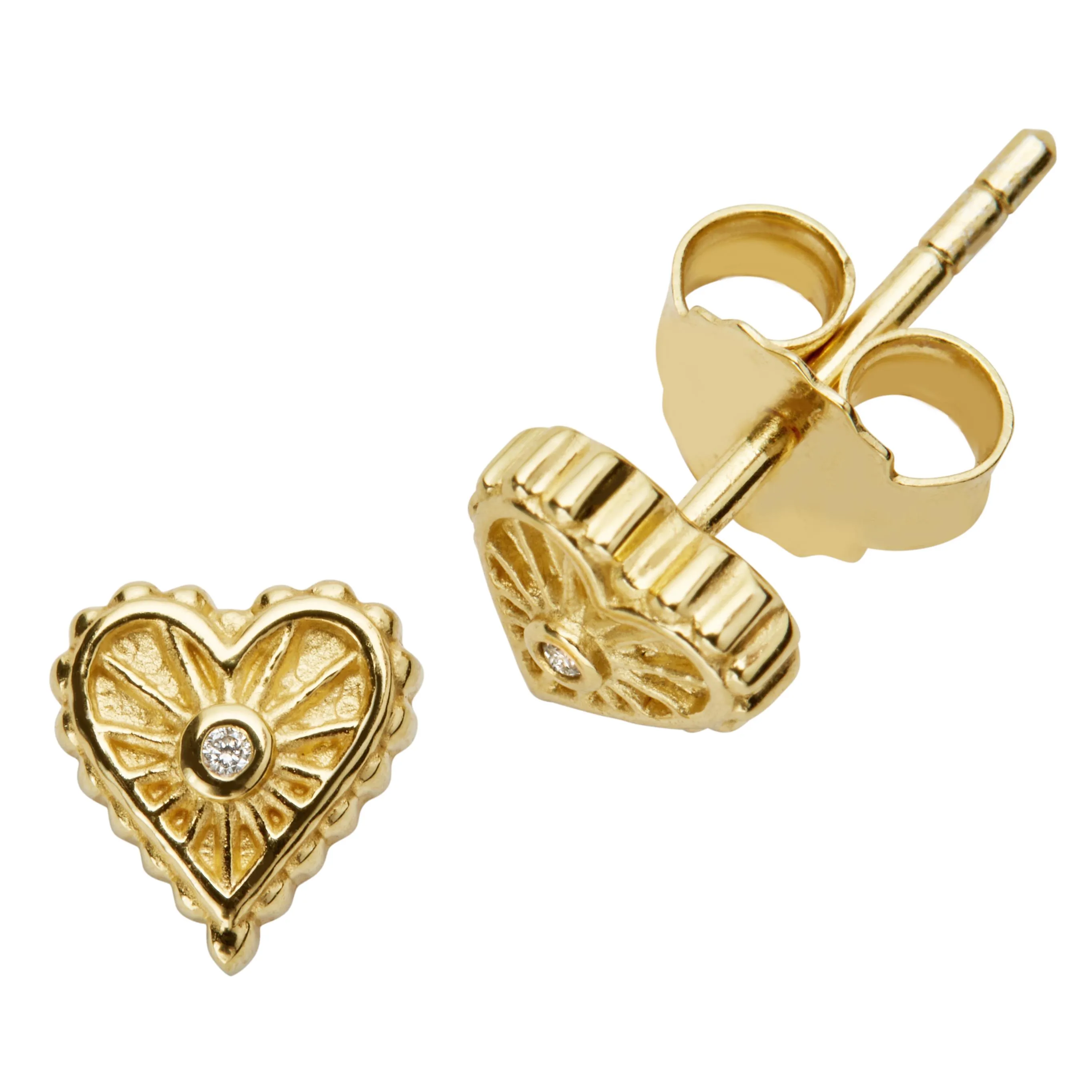 Jilco Inc Diamond Starburst Heart Earrings - Yellow Gold