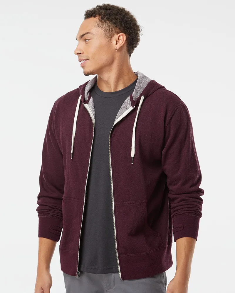 Independent Trading Co.® Unisex Heathered French Terry Full-Zip Hooded Sweatshirt view 2