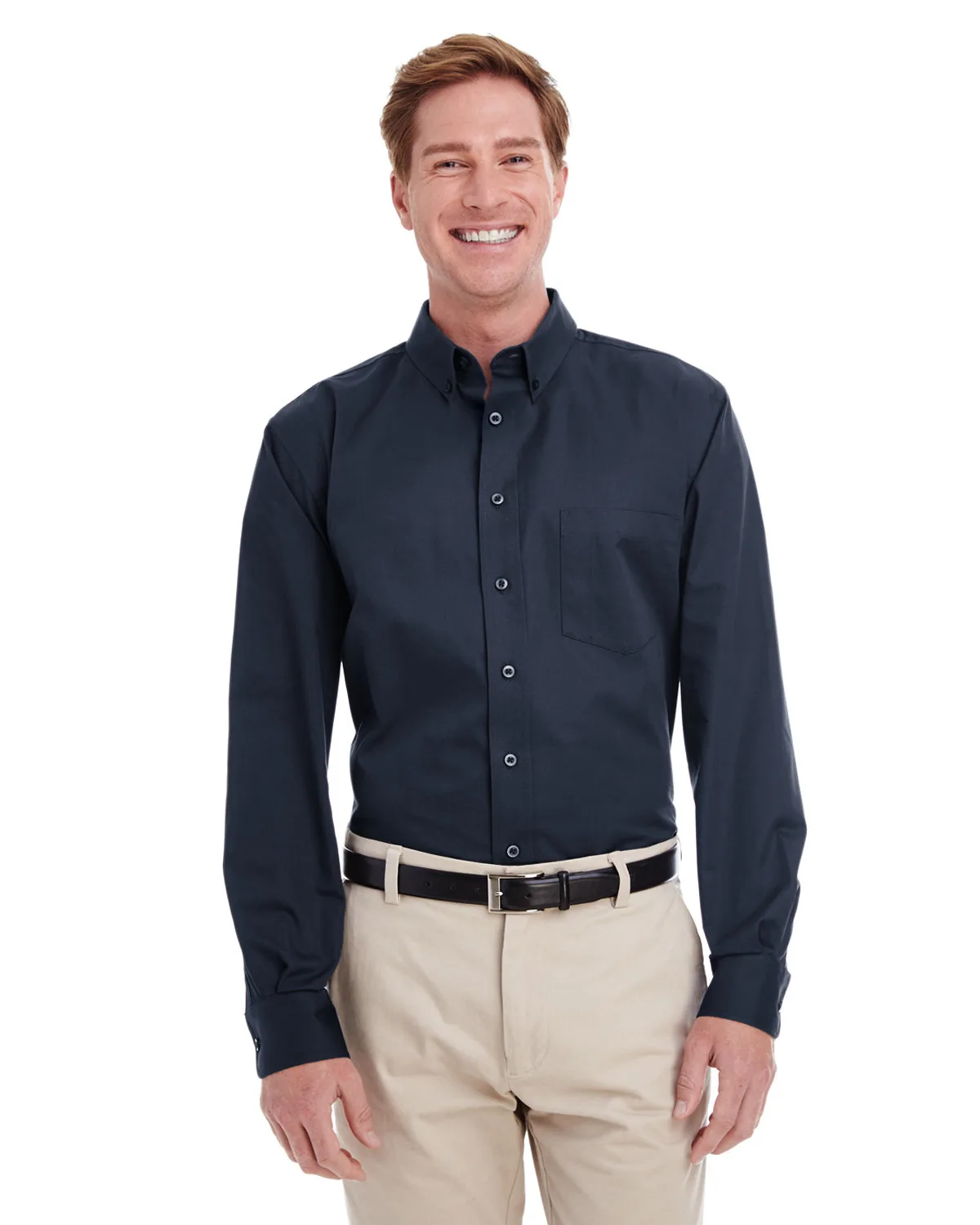 Harriton Men's Tall Foundation Cotton Long-Sleeve Twill Shirt with Teflon™