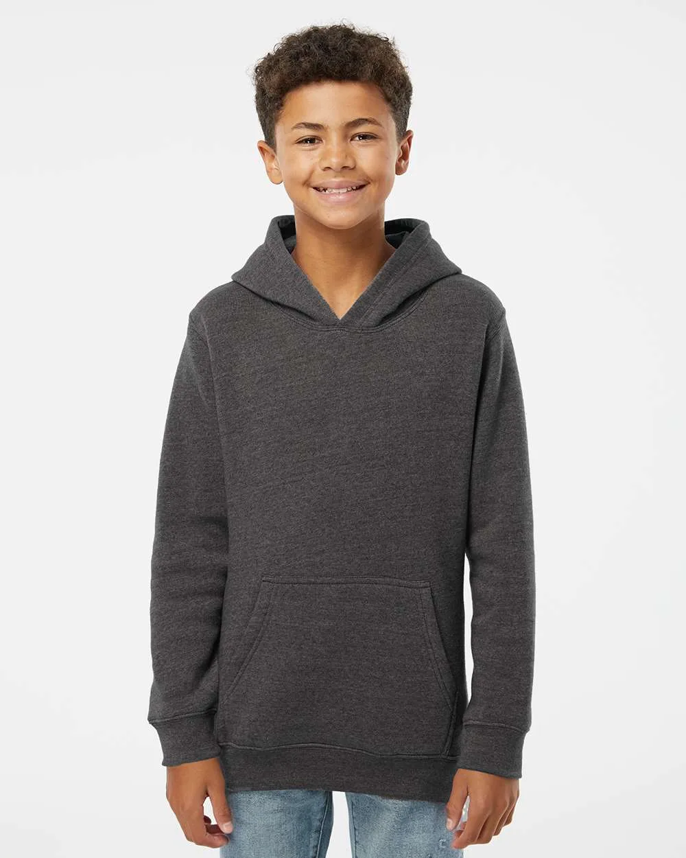 J. America - Youth Triblend Fleece Hooded Sweatshirt view 2