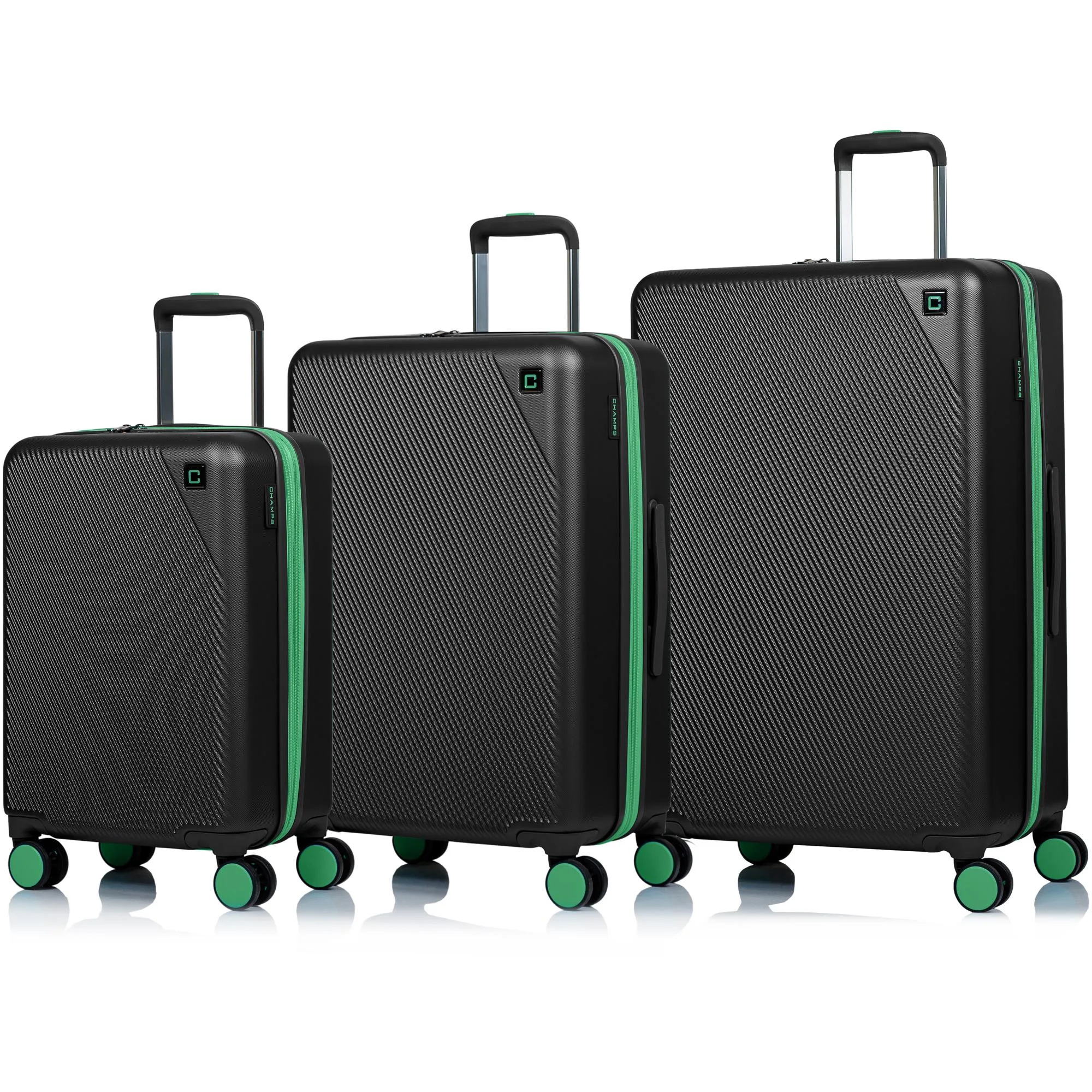 Champs Luggage Fresh Luggage 3 Piece Set Size 30" X 18" - Black