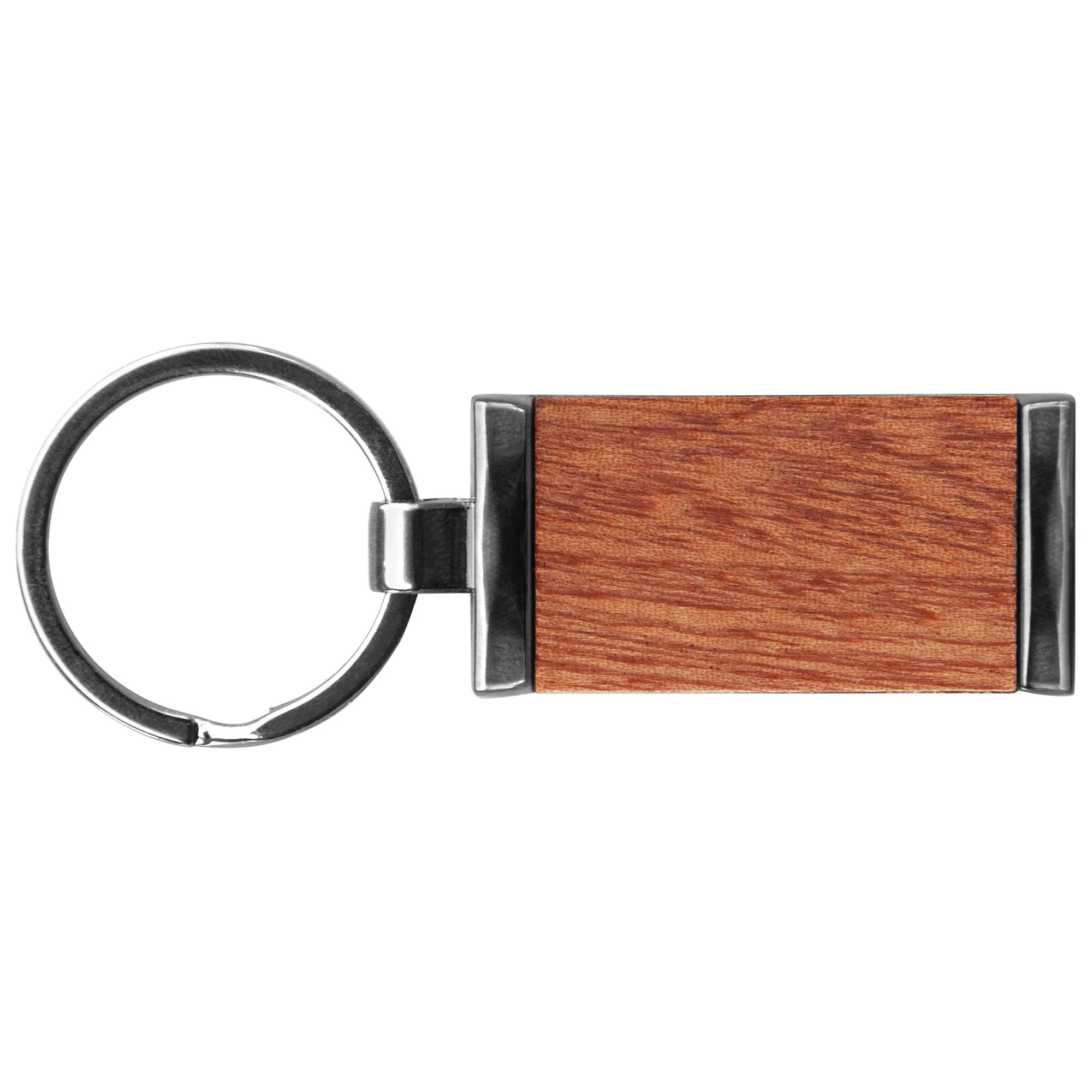 Grafton Gun Metal & Wood Rectangular Key Chain view 2