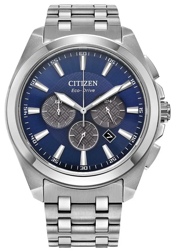 Citizen Watch Men's Eco-Drive Classic Silver-Tone Stainless Steel Bracelet Watch Blue Dial