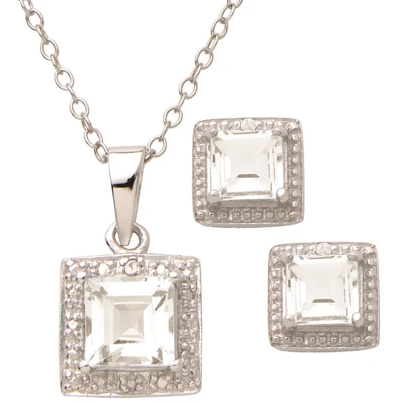 Jilco Inc Diamond & White Topaz Set