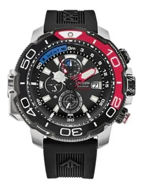 Citizen® Men's Eco-Drive® Promaster Aqualand Dive Watch w/Black Strap & Red Accents