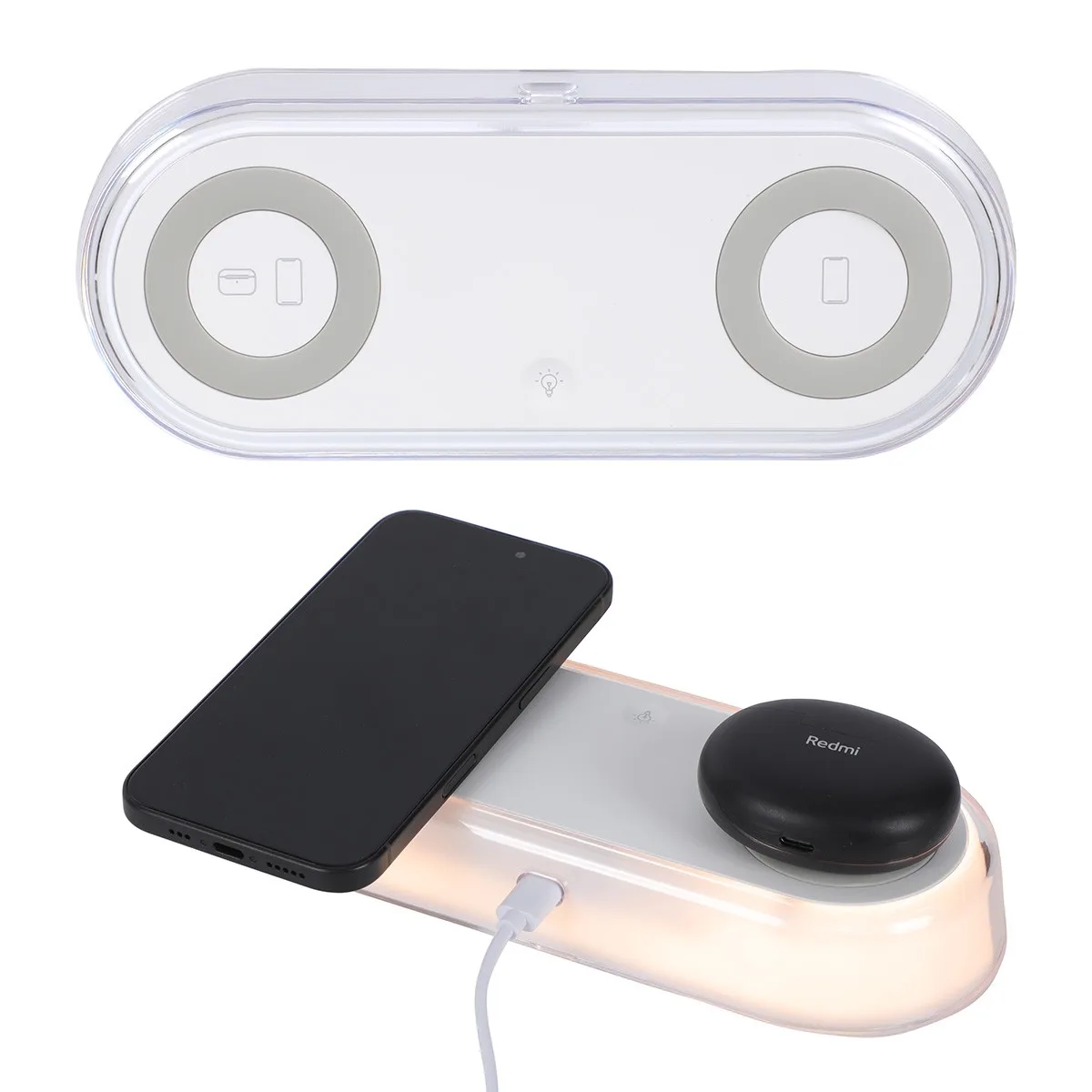 Twin Deck 2-in-1 Wireless Charger with Ambient Light view 2