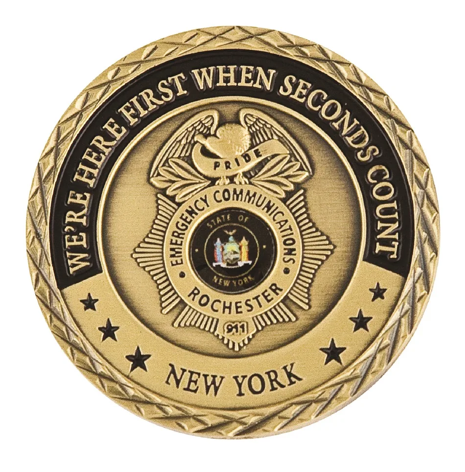 1.5" Brass Challenge Coin w/Antique Gold Plating