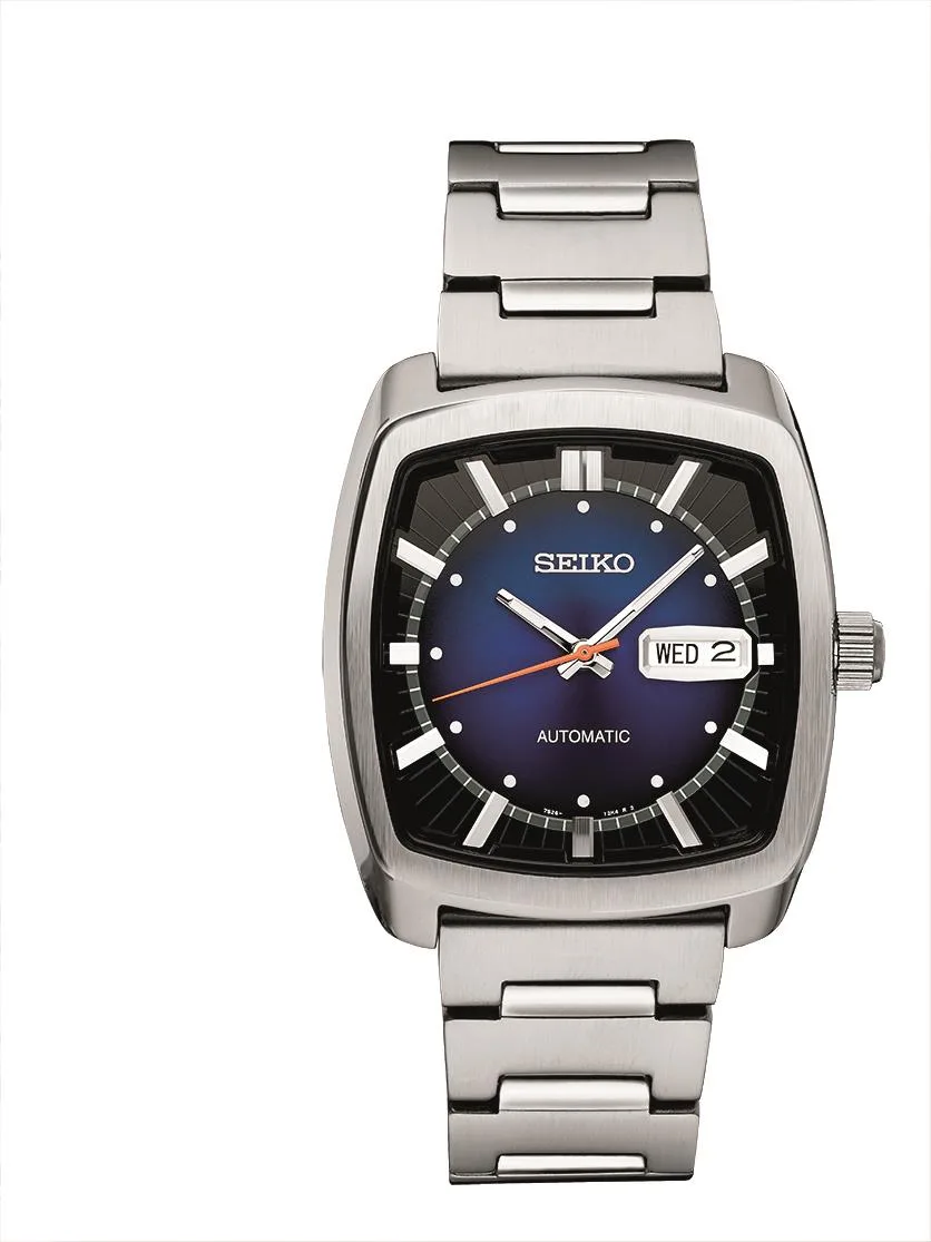 Seiko Watch Mens Automatic Silver Case Blue-Black Gradation Dial