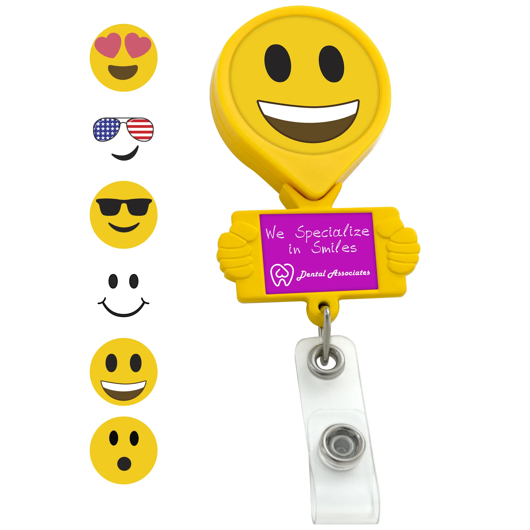 Smiley Hands Retractable Badge Reel view 6