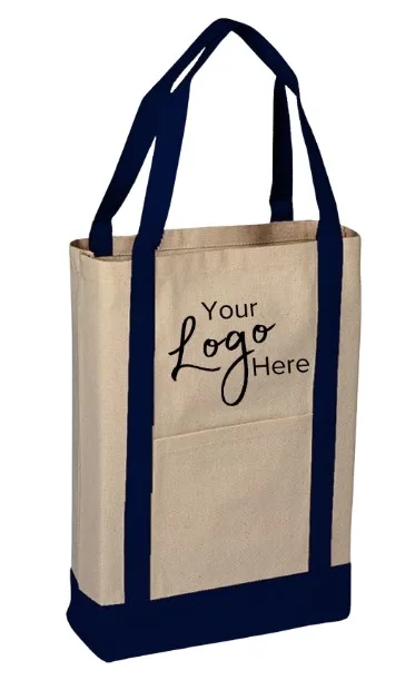 2-Tone Canvas Deluxe Tote Bag w/4" Gusset (14"x16"x4") view 2