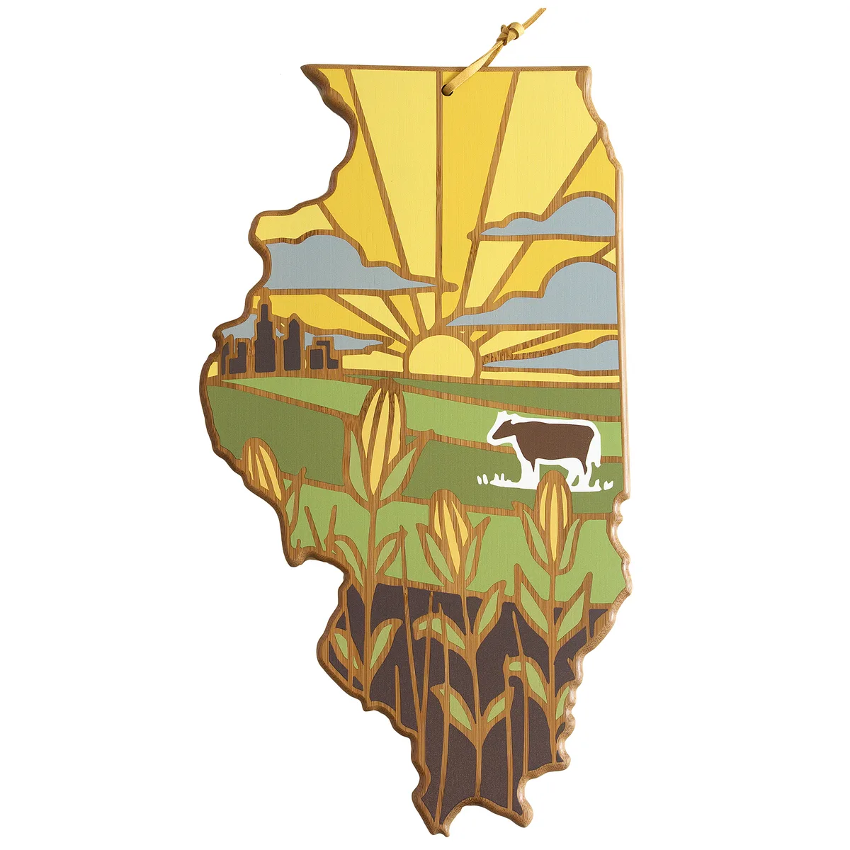 Illinois State Shaped Serving & Cutting Board w/Artwork by Summer Stokes