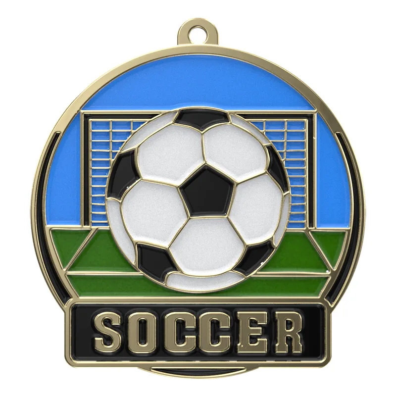 Bright Gold Soccer High Tech Medallion (2")