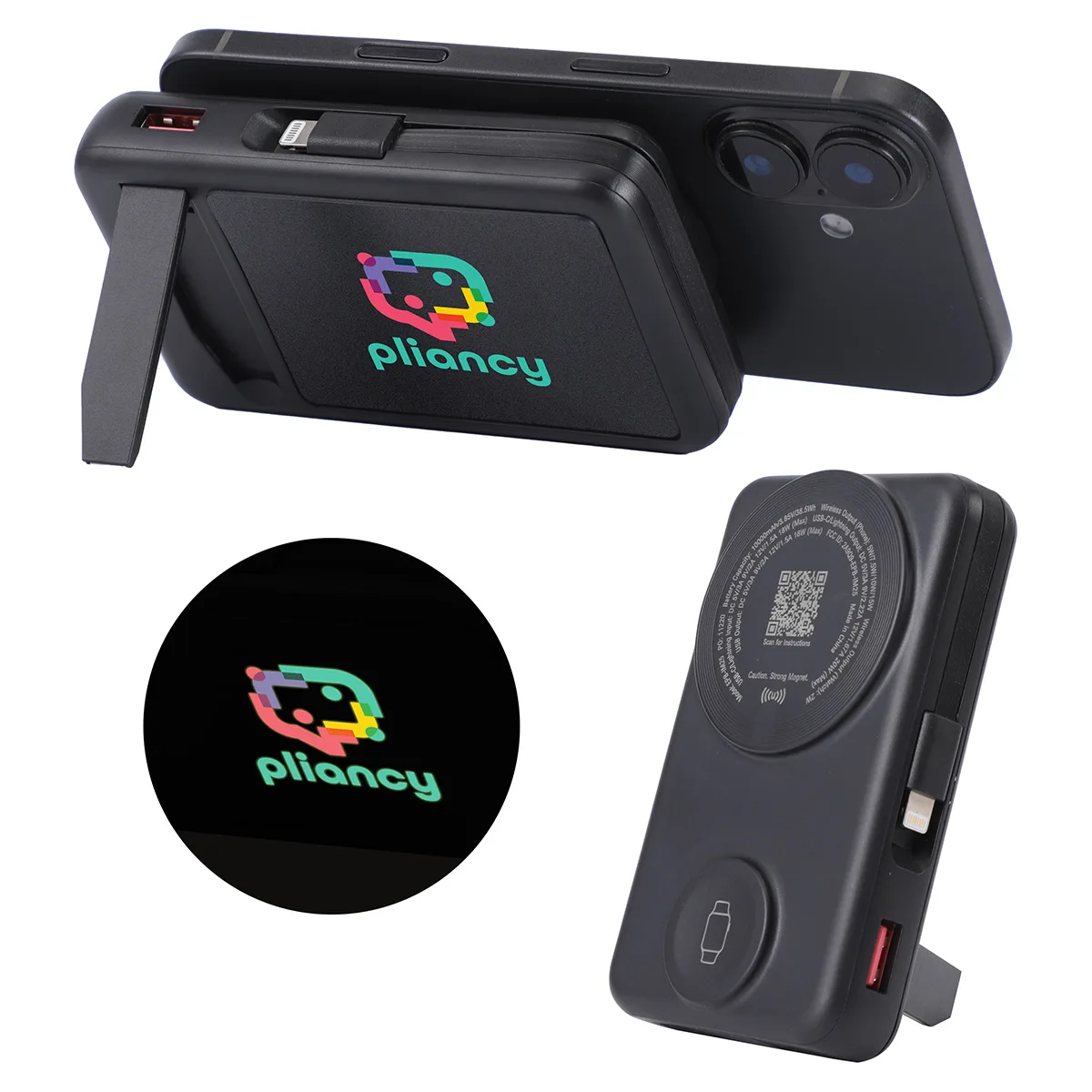 Imperial 10000mAh Light-Up Power Bank with Magnetic Wireless Charger, Watch