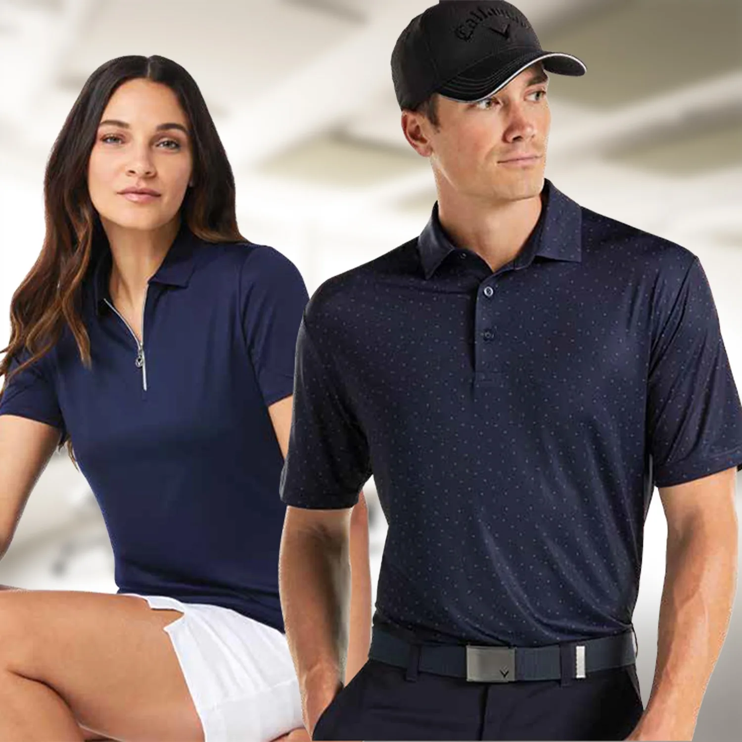 Callaway® Micro Chev Print UPF 50+ Men's Polo Shirt with Custom Logo view 4