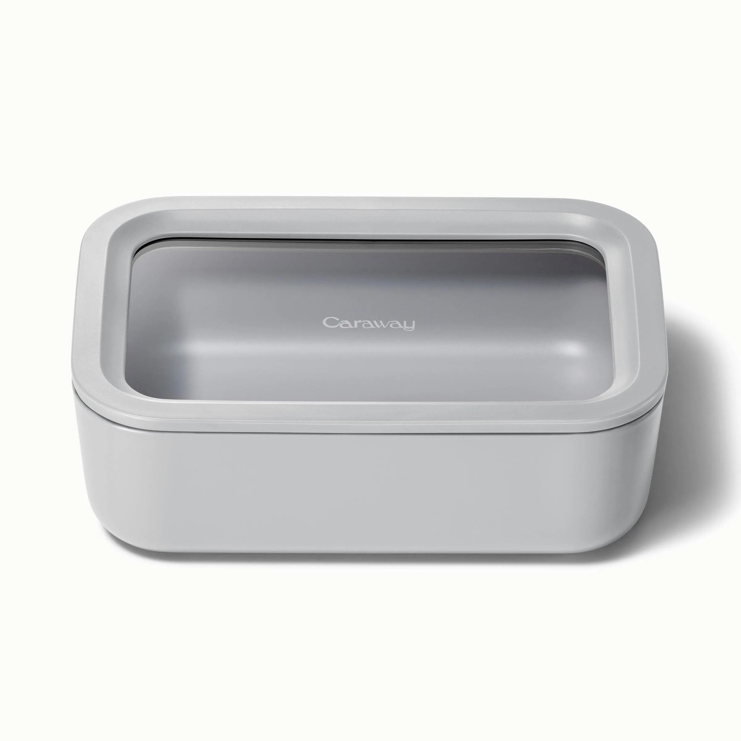 Caraway 6.6 Cup Glass Food Container Rectangular Shape W/ Lid Gray