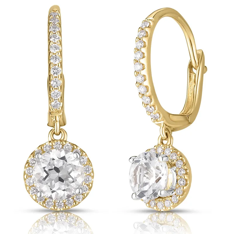 Jilco Inc White Topaz And Diamond Earrings