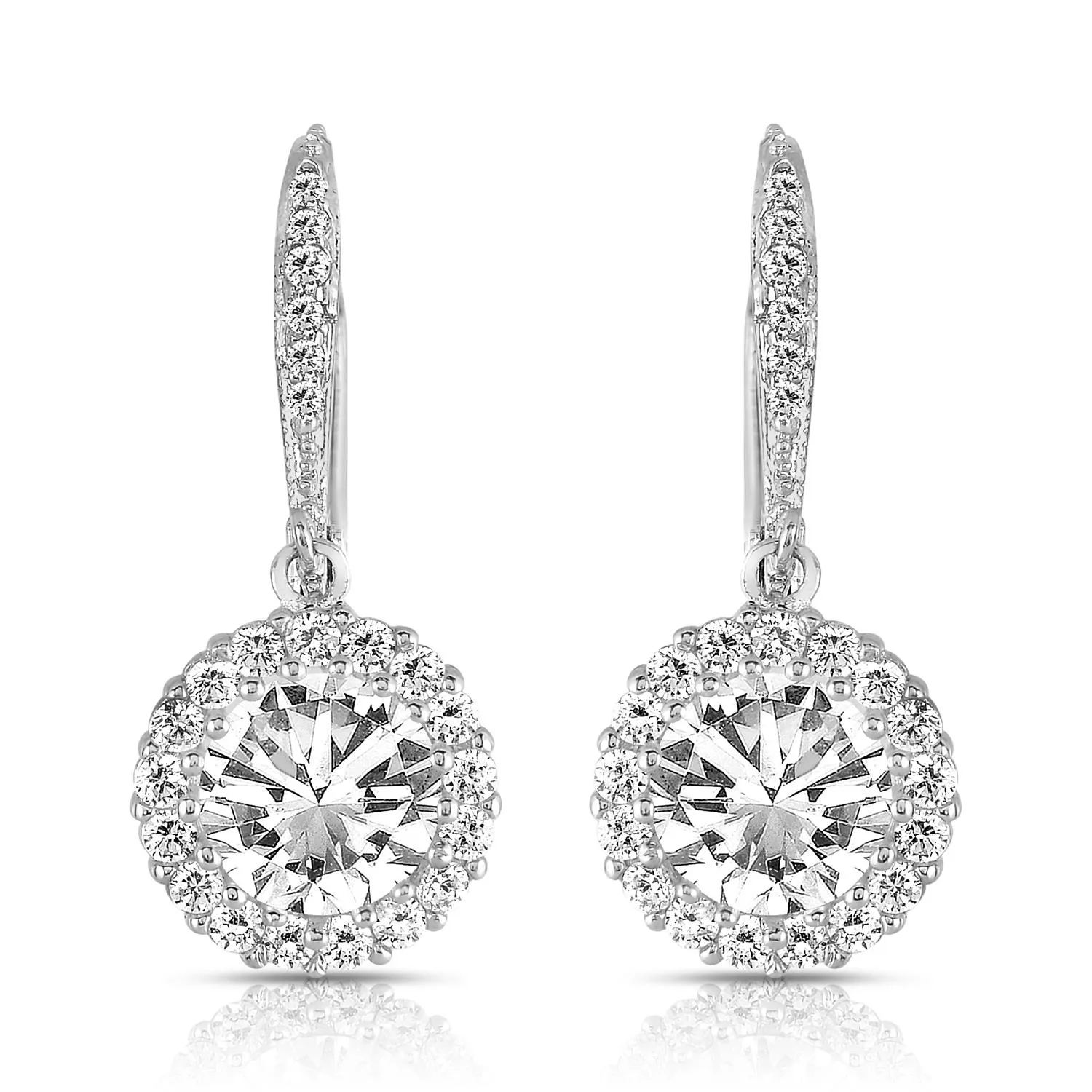 GENEVIVE Rhodium Plated Round Drop Euro Earrings Size 1.25