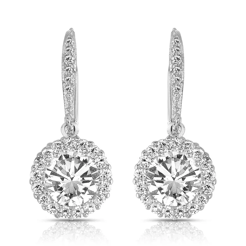 GENEVIVE Rhodium Plated Round Drop Euro Earrings Size 1.25