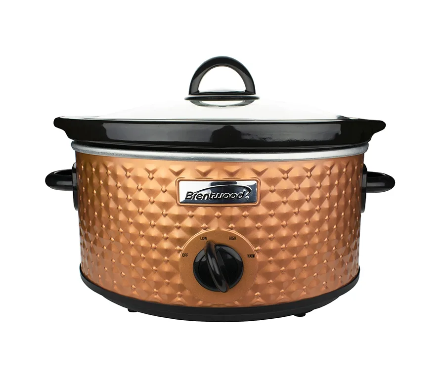 3.5 Quart Copper Diamond Pattern Slow Cooker