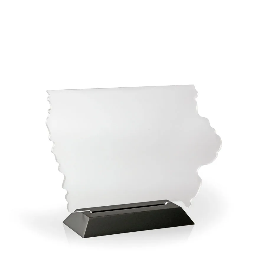 Iowa Award with Black Wood Base - Engraved view 2