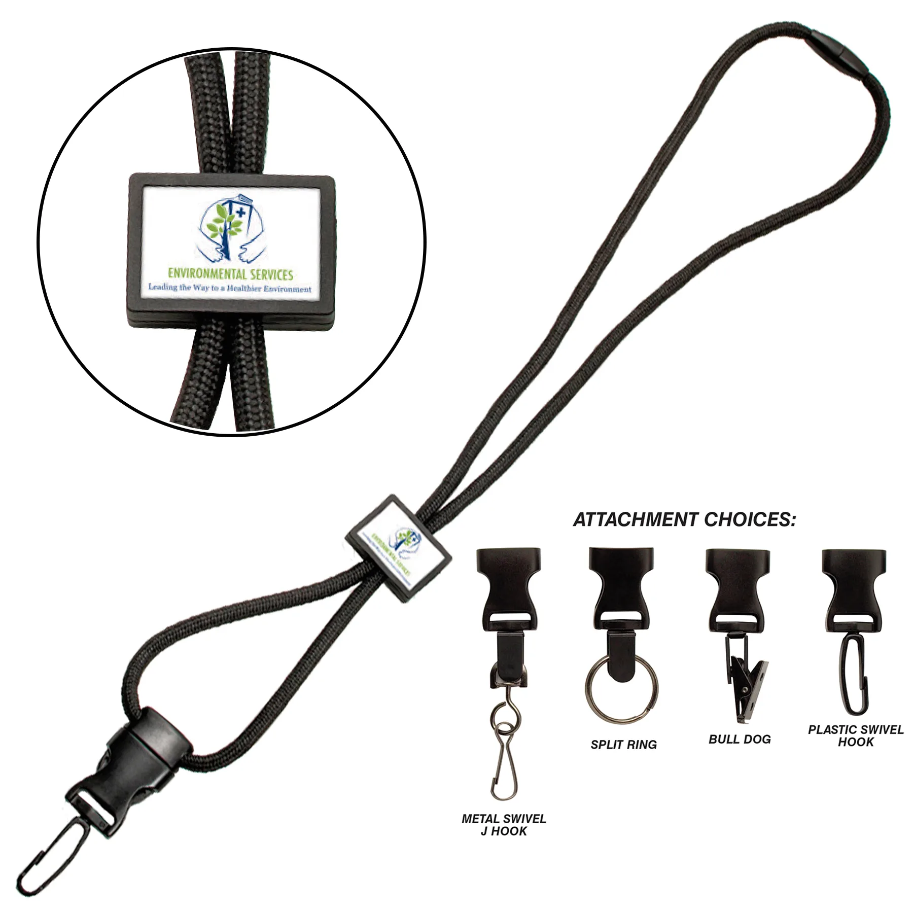 Braided Lanyard w/rectangle slider
