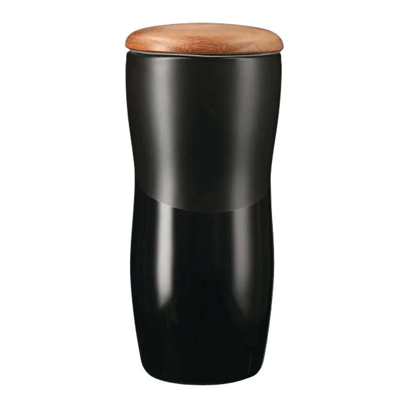 Reno Double Wall Ceramic Tumbler w/Wood Lid 10oz view 2