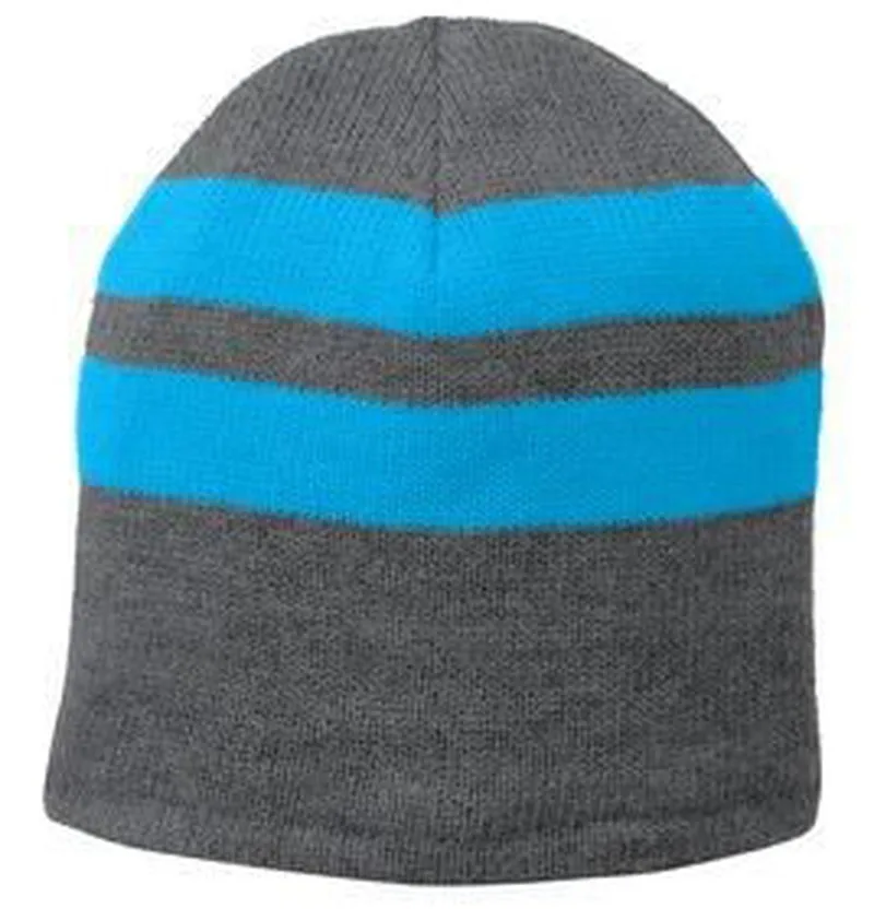 Port & Co™ Fleece-Lined Striped Beanie Cap.
